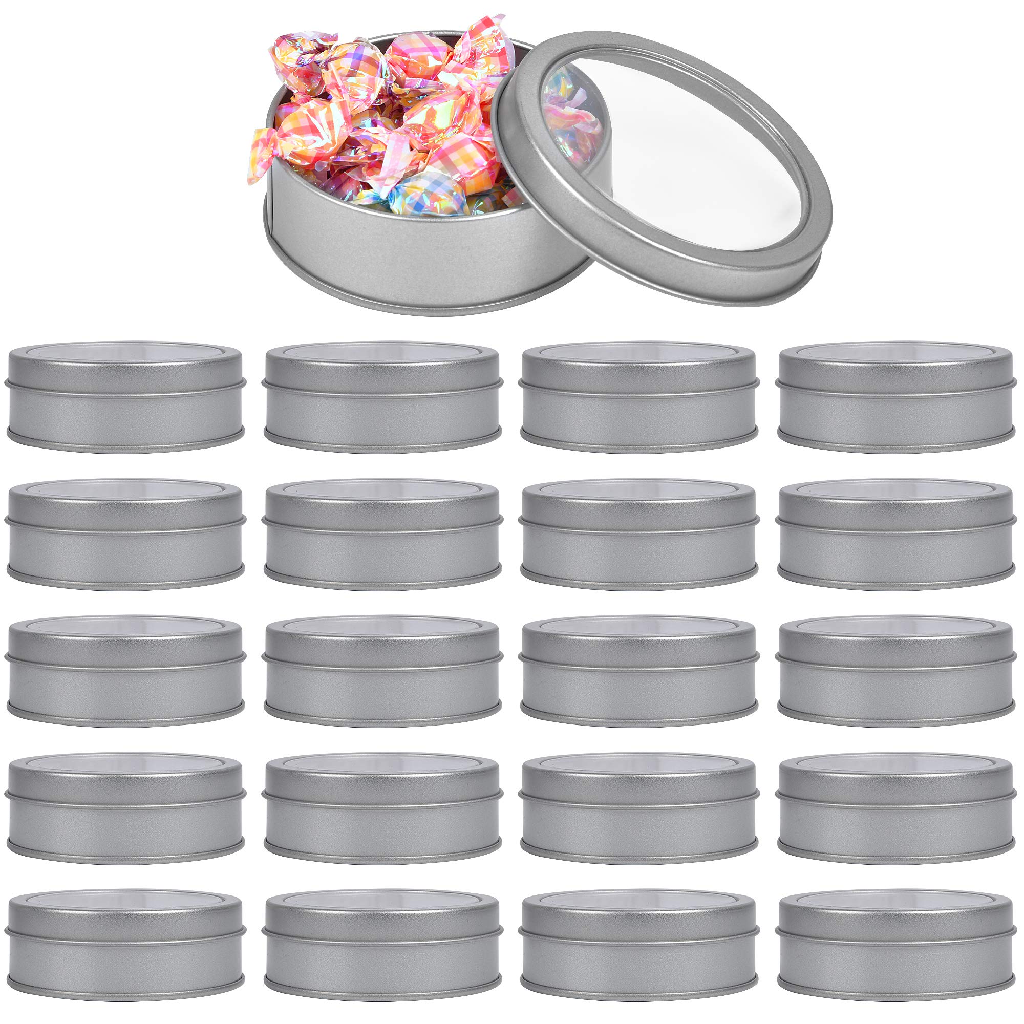 Milkary latas metálicas con tapa transparente para ver contenidos rápidamente.