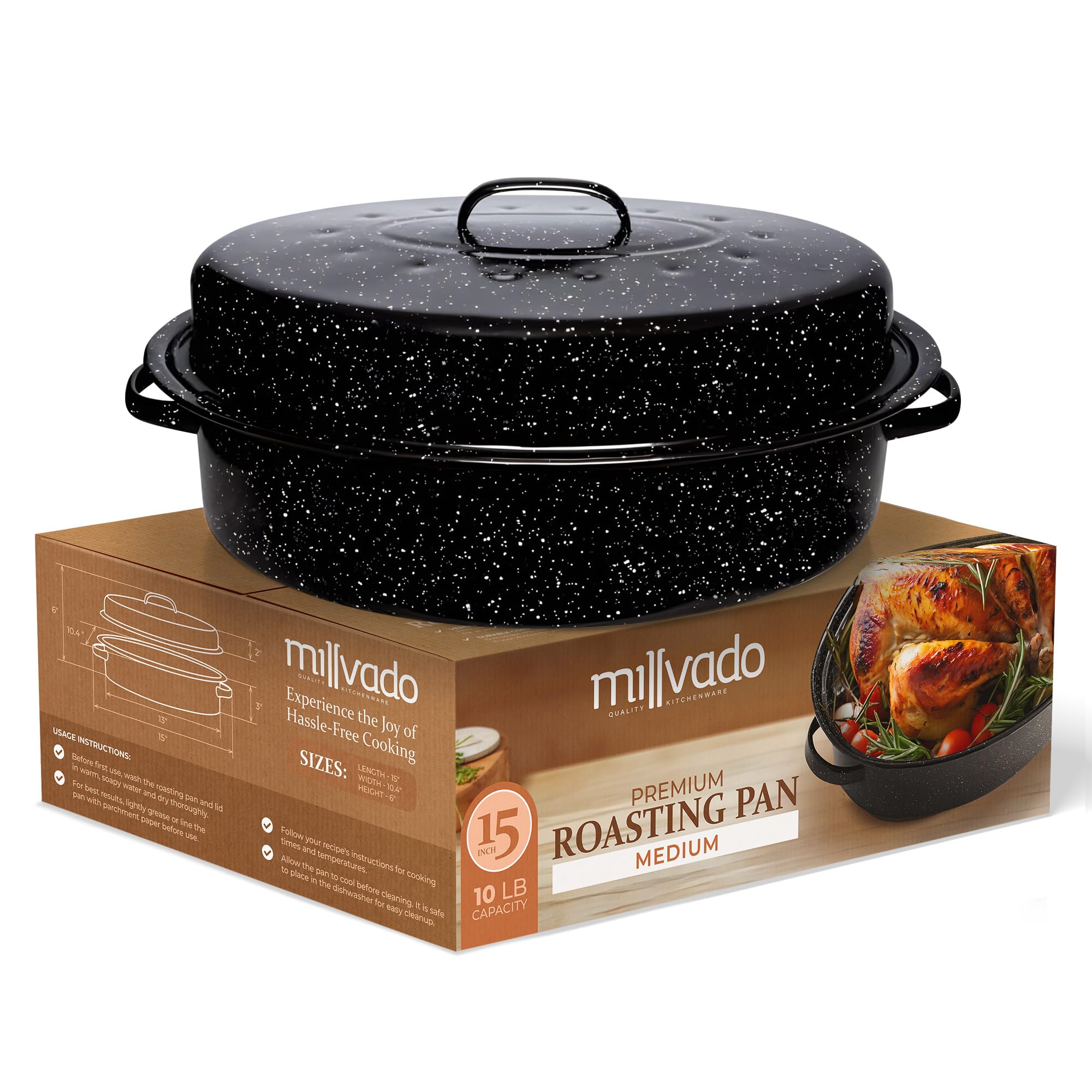 Millvado pan de asar granito con tapa: cocciones uniformes y jugosas.