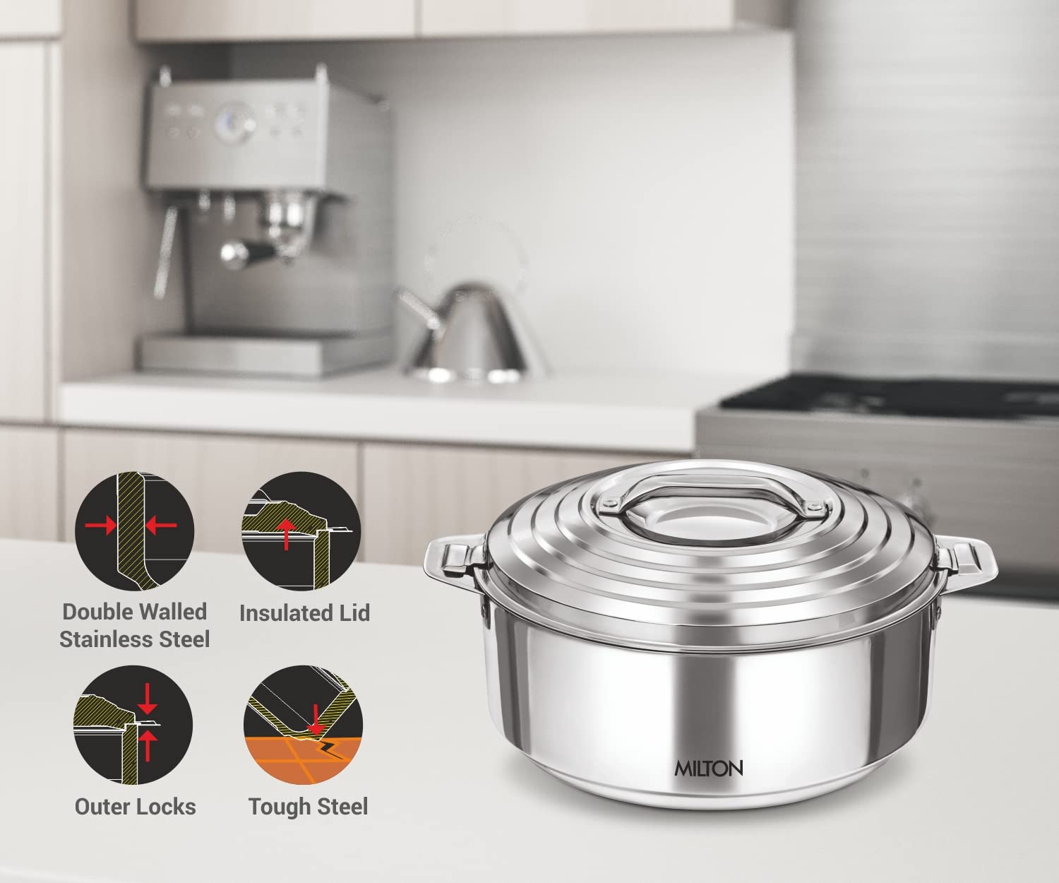 Milton Galaxia 3500 diseño plateado elegante para servir en mesa