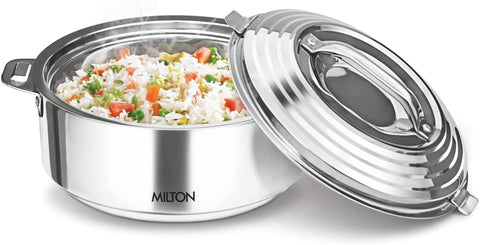 Milton Galaxia 2500: cazuela aislada con tapa plateada, ideal para mantener la comida caliente.