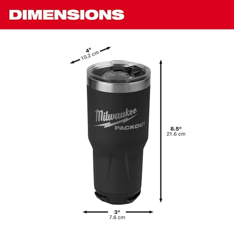 Milwaukee Packout 890 ml negro, aislamiento doble que mantiene la temperatura.