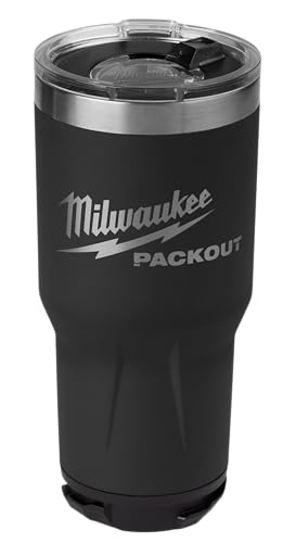 Milwaukee Packout 890 ml negro, vista lateral con diseño ergonómico.
