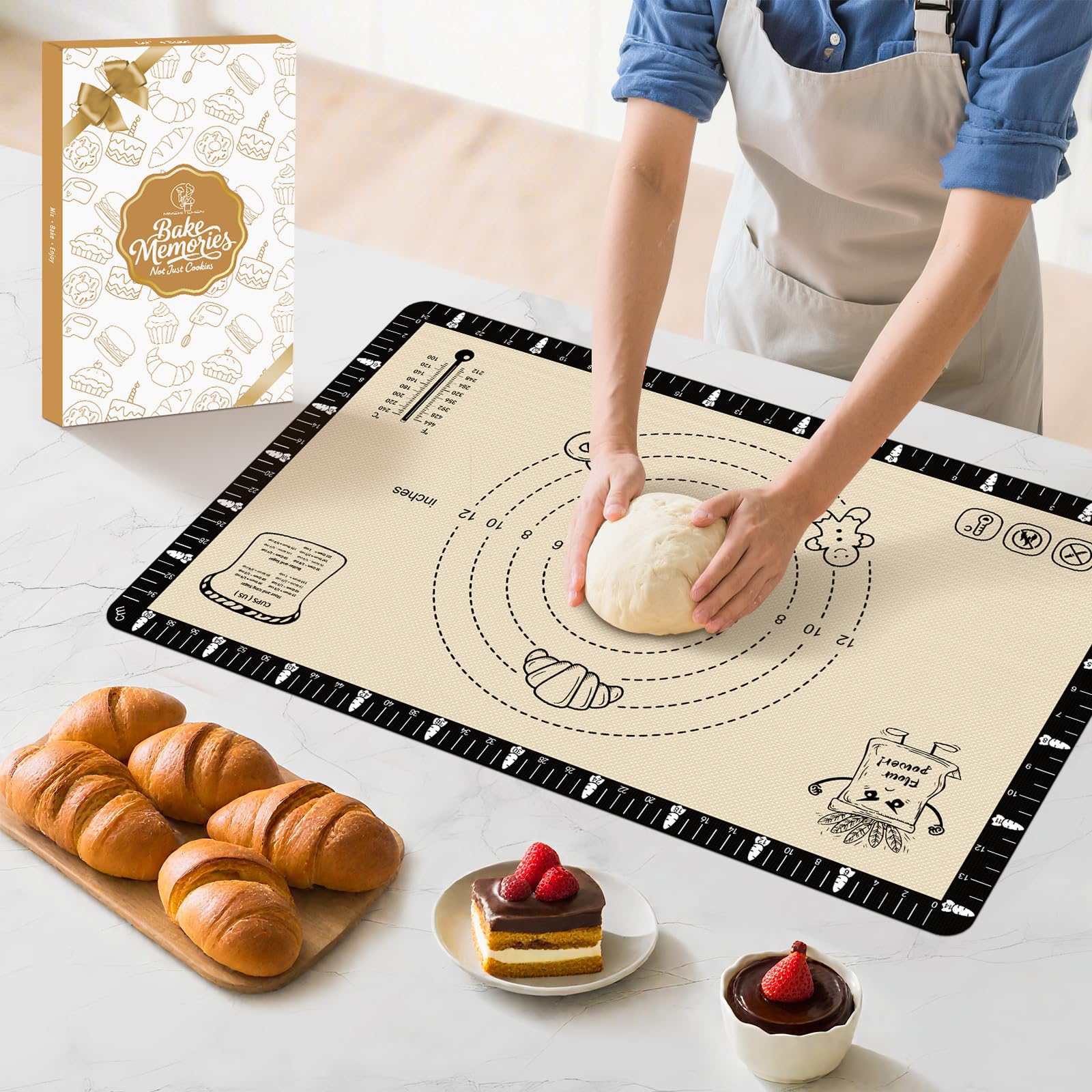 La Alfombra Mimekitchen hornea macarons con mediciones claras y antiadherente.