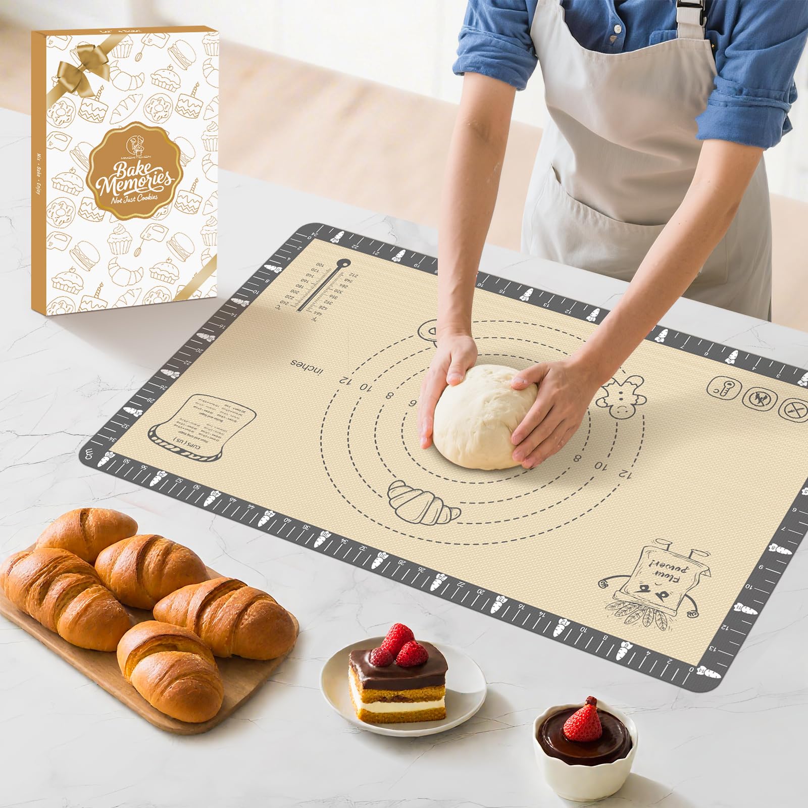 Alfombra Mimekitchen de silicona con doble color y medidas visibles para hornear con precisión