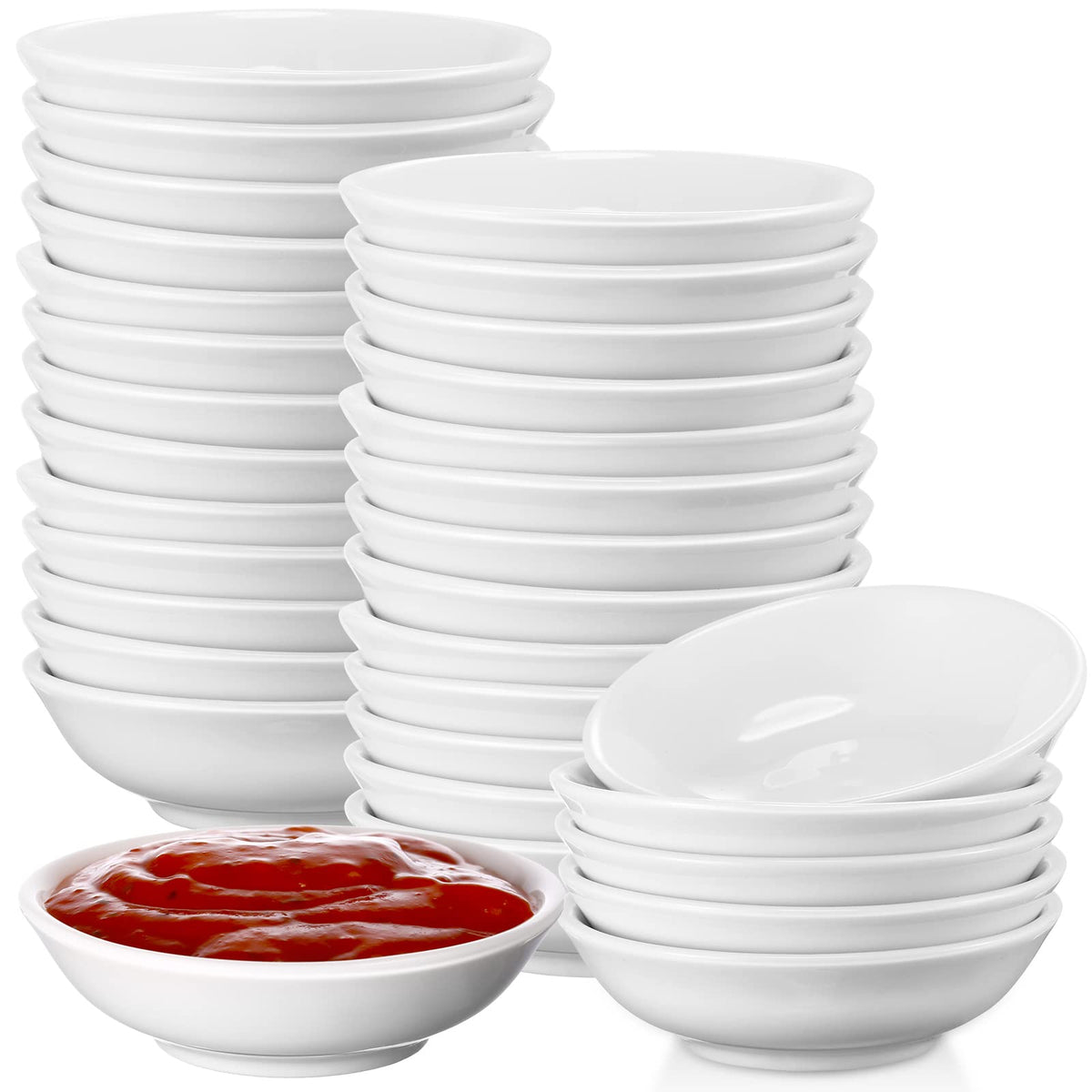 Mimorou tazones salsa cerámicos blancos; 50 piezas para servir salsas en mesa.