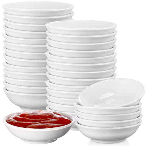 Mimorou tazones salsa cerámicos blancos; 50 piezas para servir salsas en mesa.