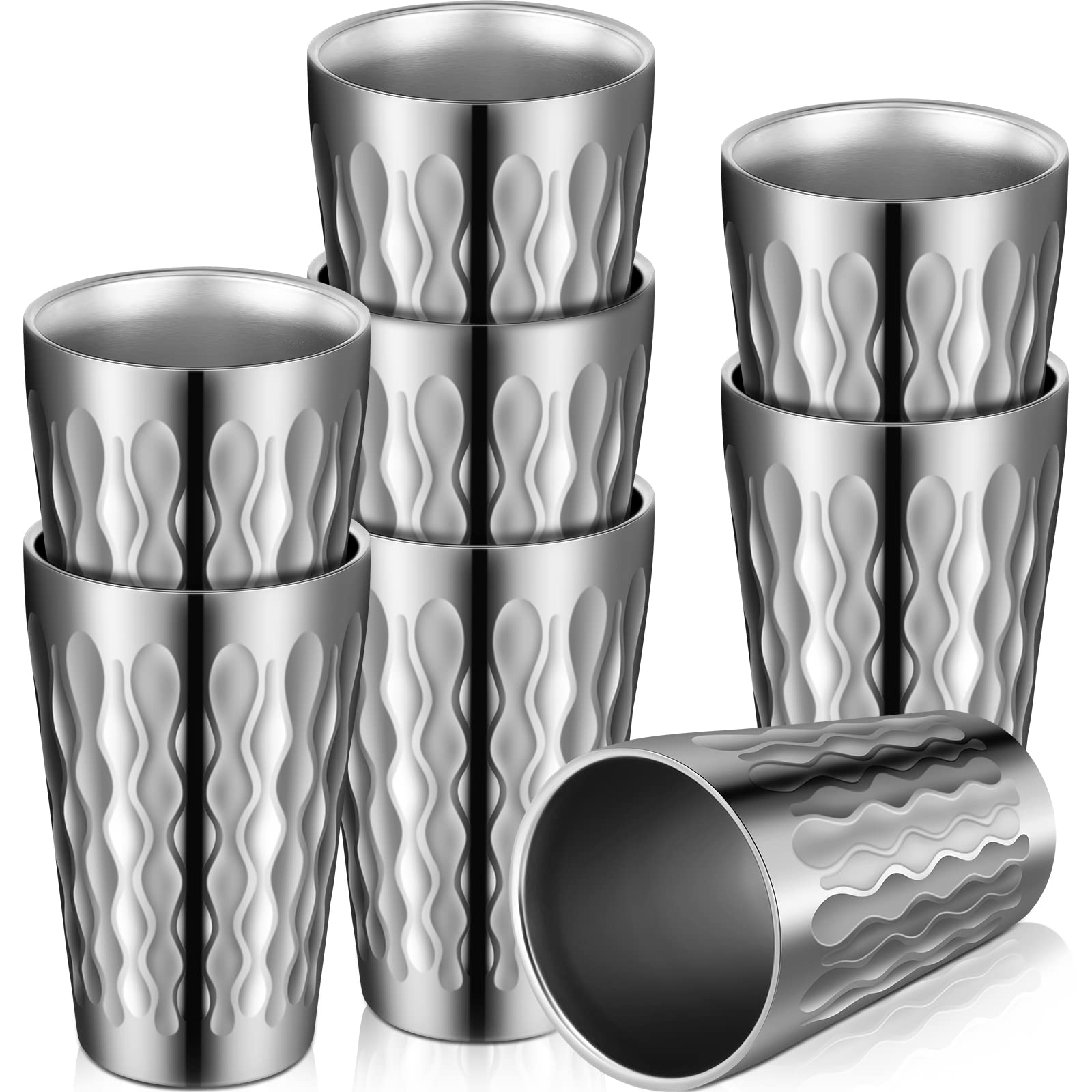 Mimorou vaso de acero inoxidable 16 oz con patrón diamante, apto para uso diario