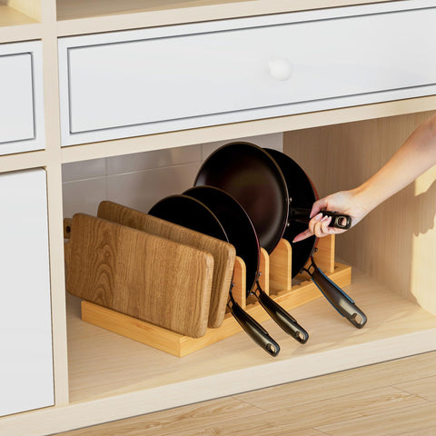 MinBoo Organizador sartenes y tapas, ideal para ahorrar espacio.