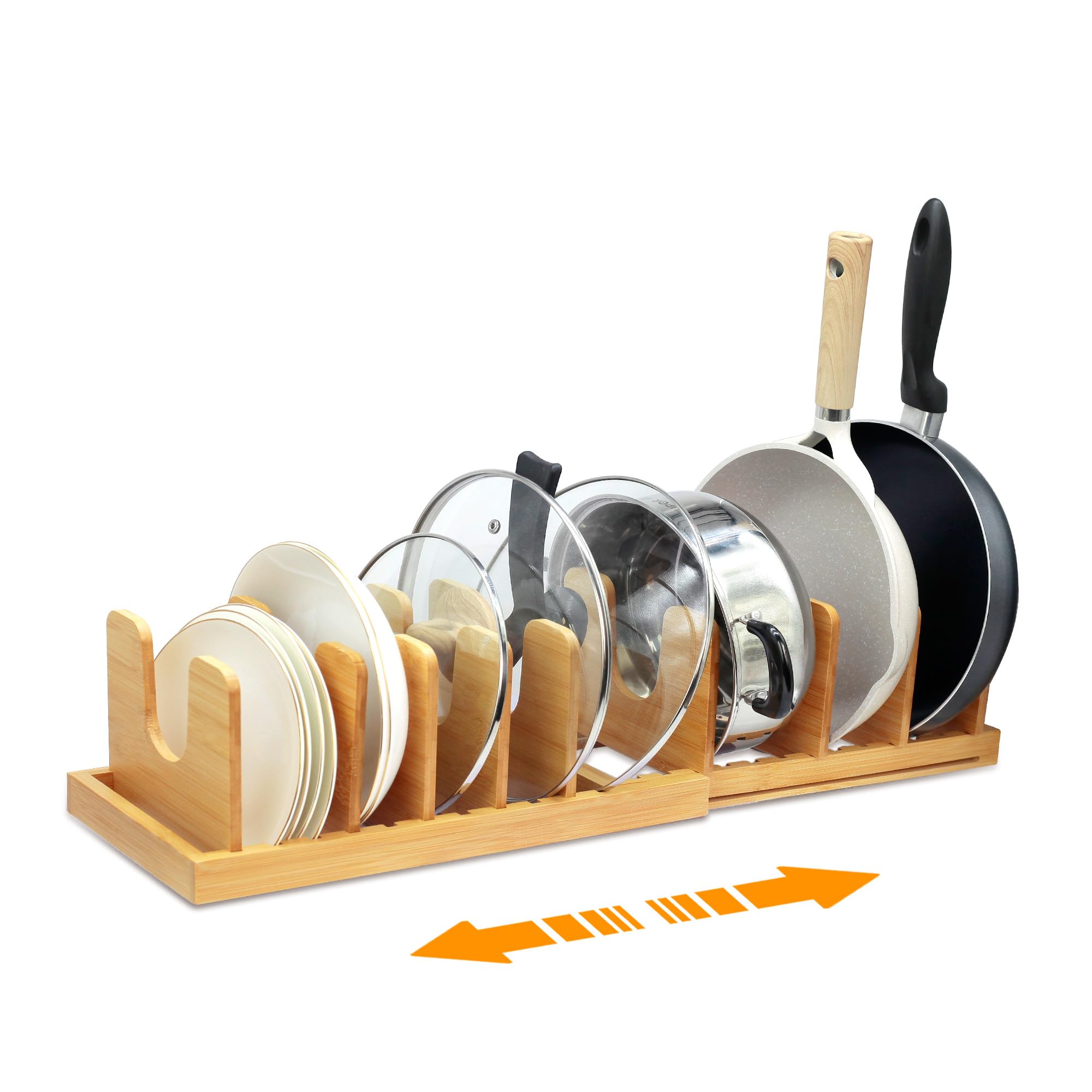 MinBoo organizador de tapas y ollas en bambú para ahorrar espacio.