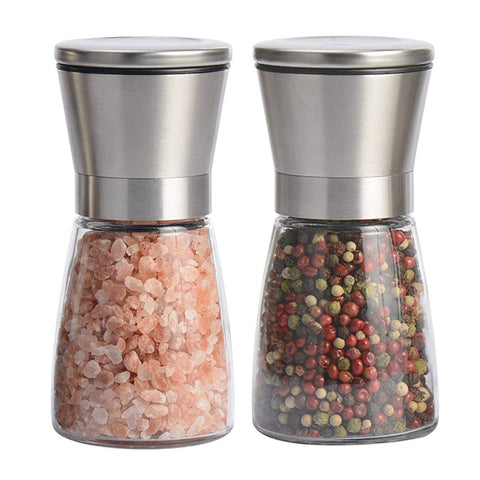 Molinillos Mincham en acero inoxidable para sal y pimienta, diseño elegante y duradero.