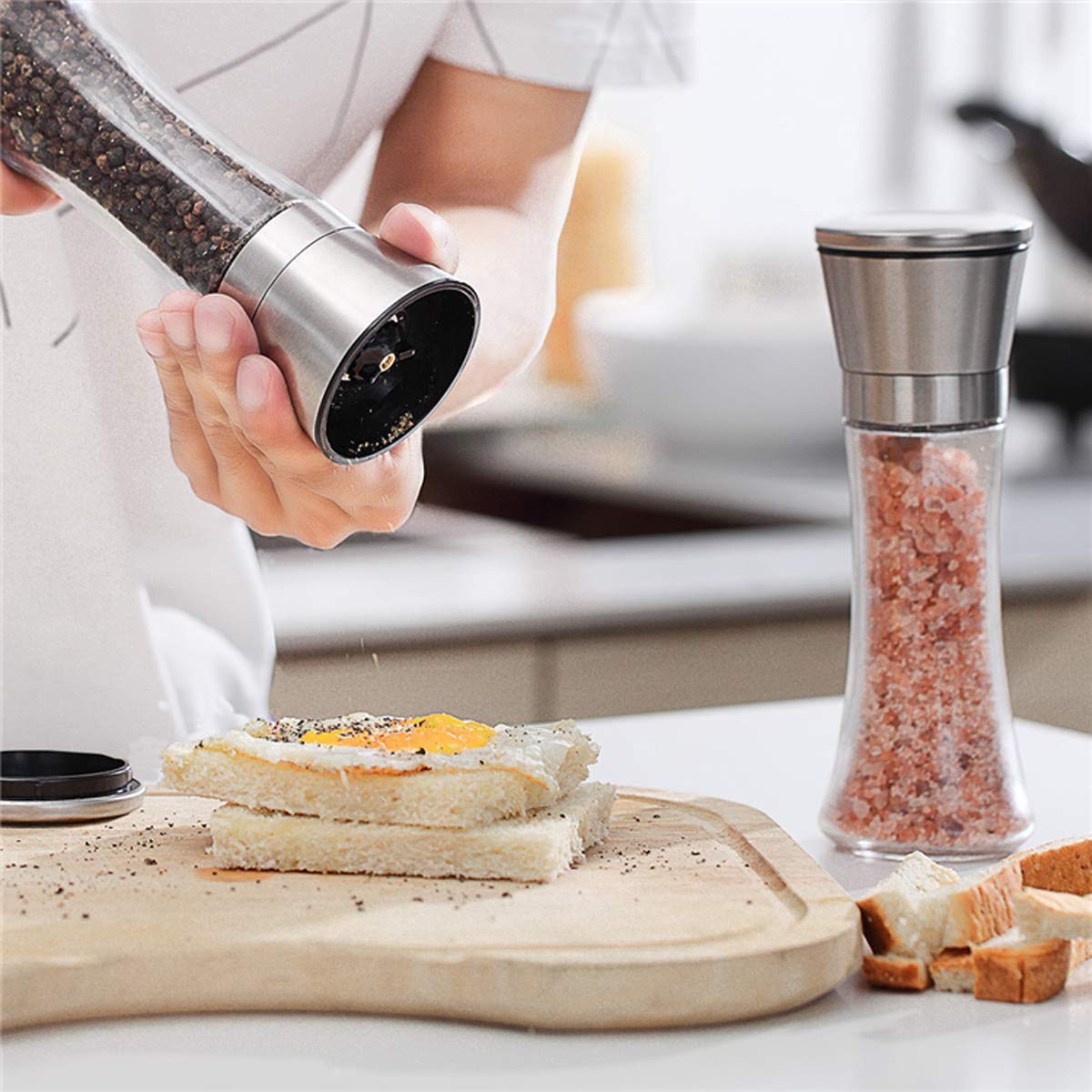 Mincham set de dos molinillos para mesa o cocina, diseño compacto.