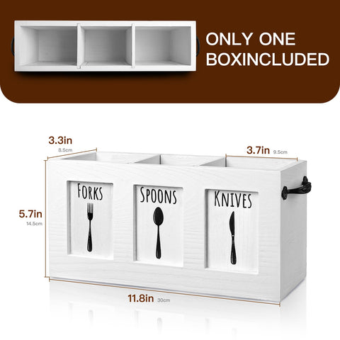 MINCORD bandeja para cubiertos estilo rústico, tres compartimentos para ordenar utensilios.