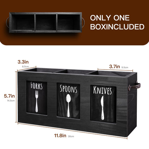 MINCORD organizador de cubiertos en estilo rustico negro, añade toque rustico a cocinas modernas.