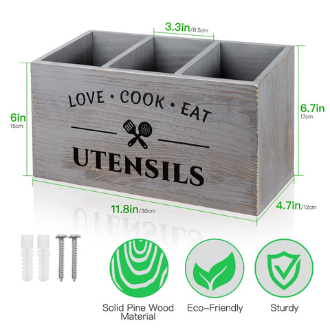 MINCORD organizador de cubiertos en madera maciza para cocinas rústicas.