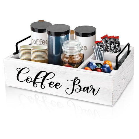MINCORD organizador-estacion-cafe-madera-blanco mantiene cápsulas y accesorios al alcance.