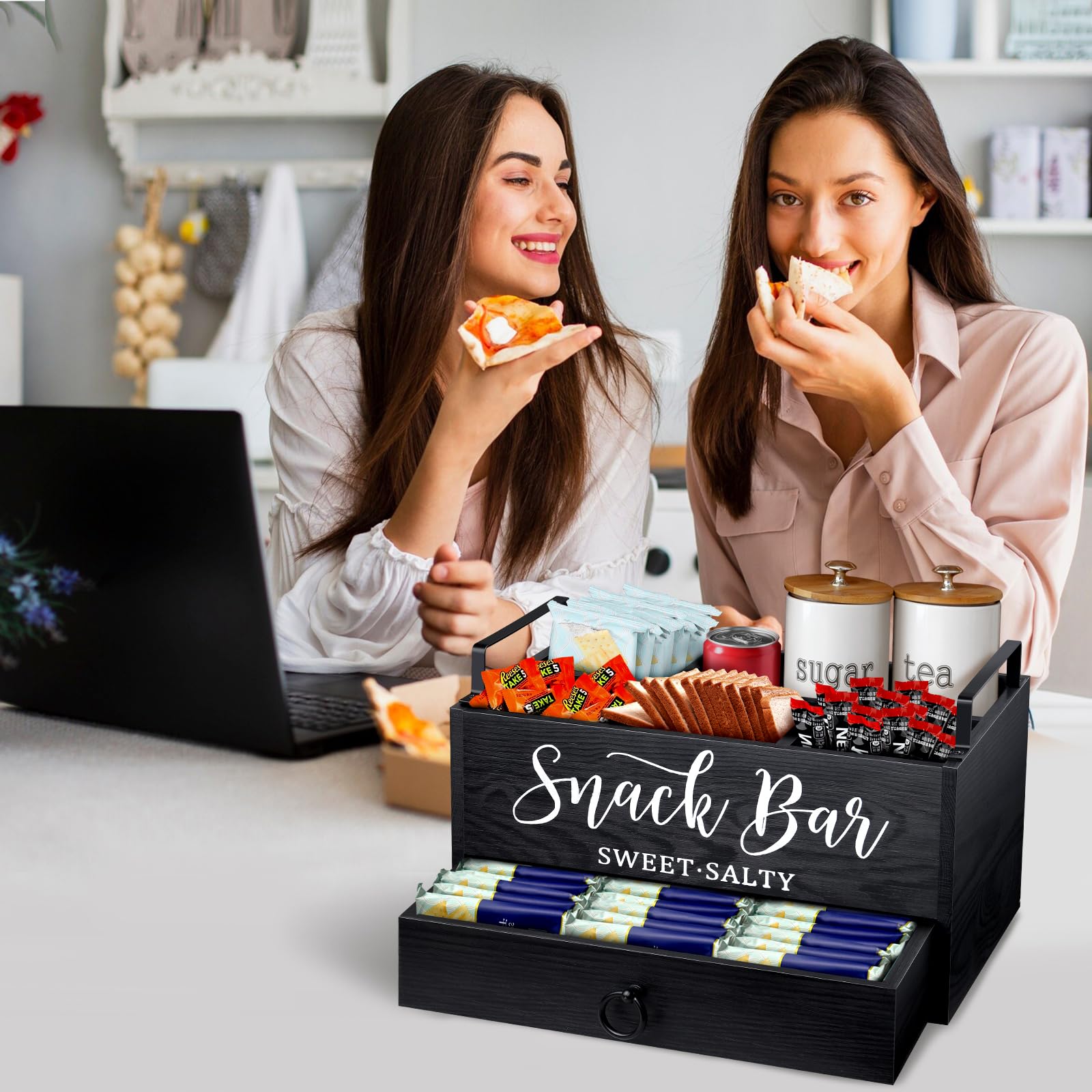 MINCORD 5 compartimentos facilita clasificar bocadillos y bebidas según tamaño.