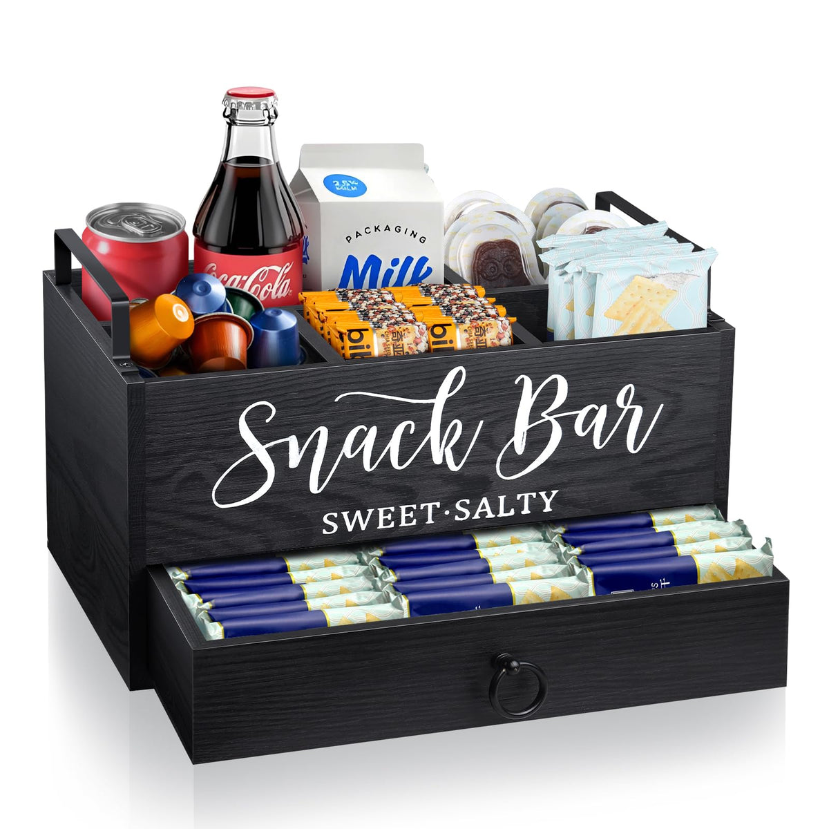 MINCORD organizador de snacks en encimera para ordenar botanas y bebidas.