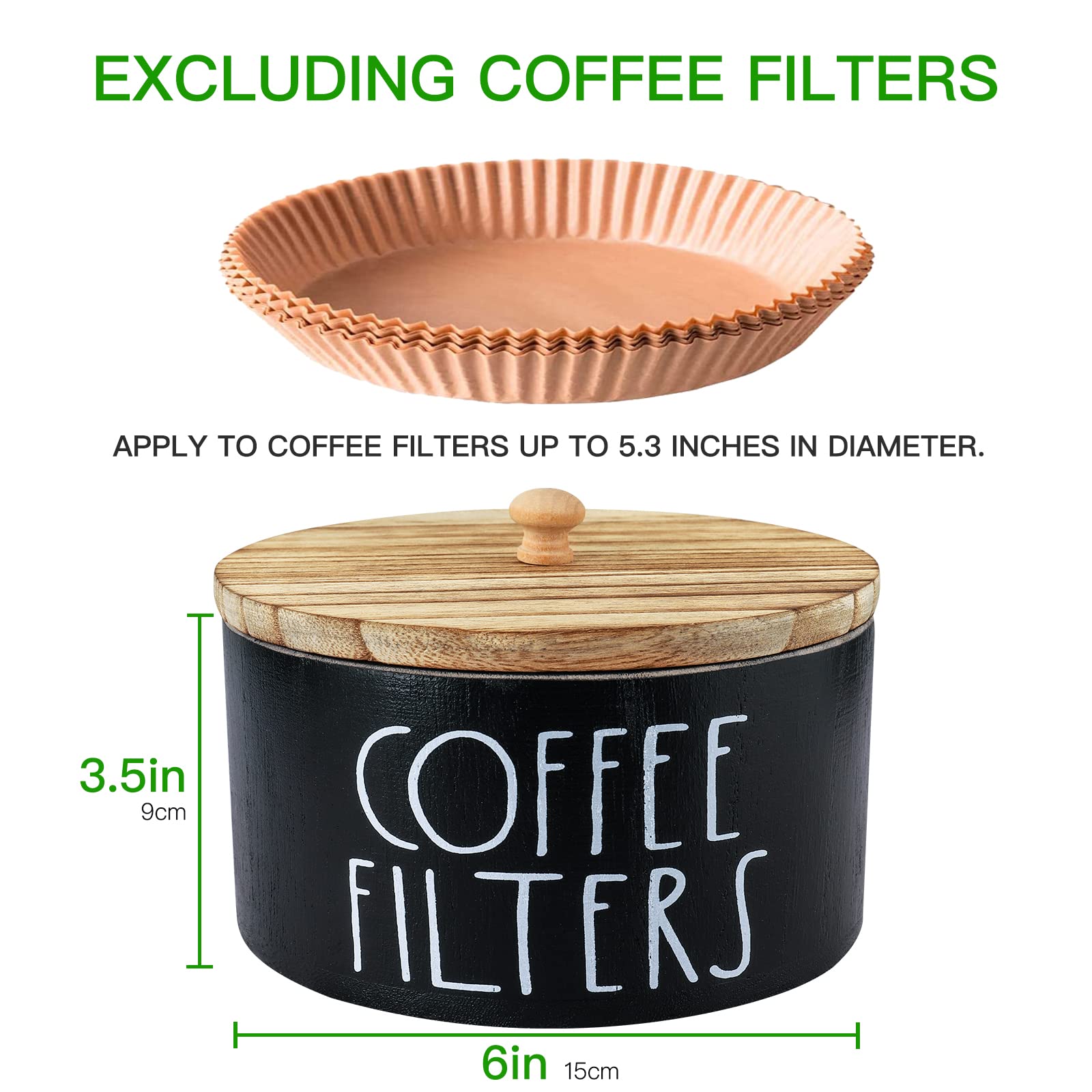 MINCORD portafiltros de madera, interior amplio, admite distintos tamaños de filtros