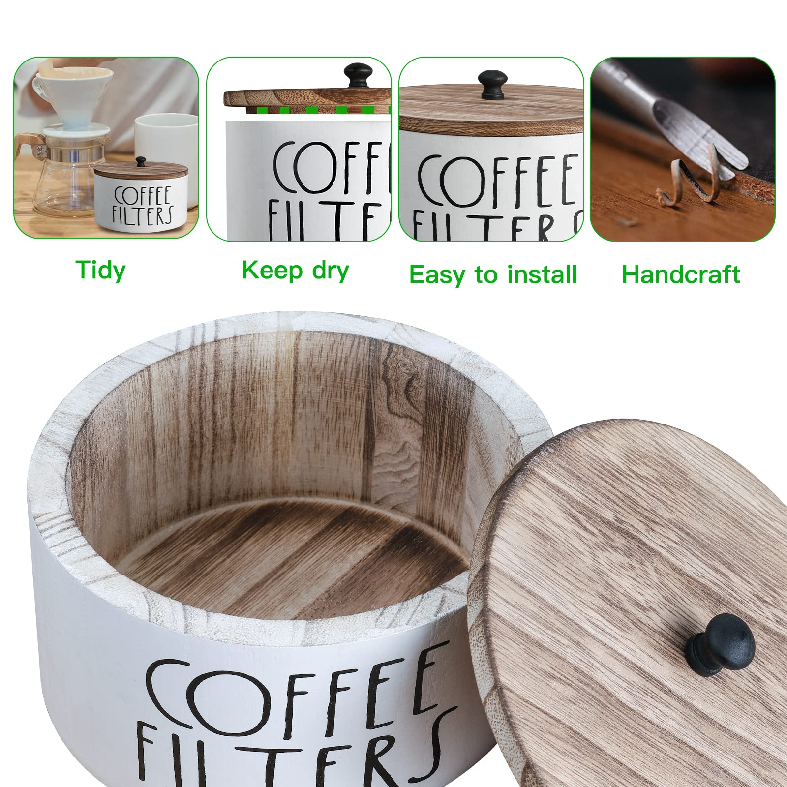 MINCORD Tapa de madera con asa facilita abrir y proteger los filtros.
