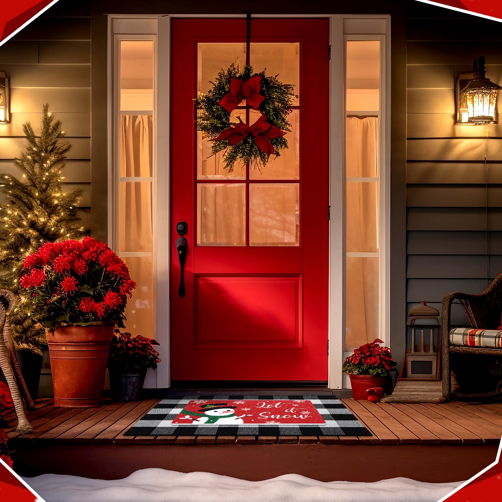 Mindsoft alfombra de entrada con diseño navideño, aporta calidez y estilo a la puerta