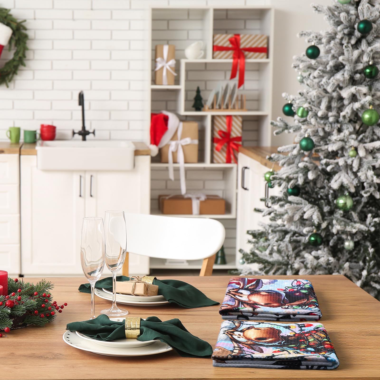 Mindsoft regalo navideno: toallas de cocina con renos para sorprender.