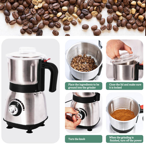 Velocidades ajustables para café suave o especias duras.
