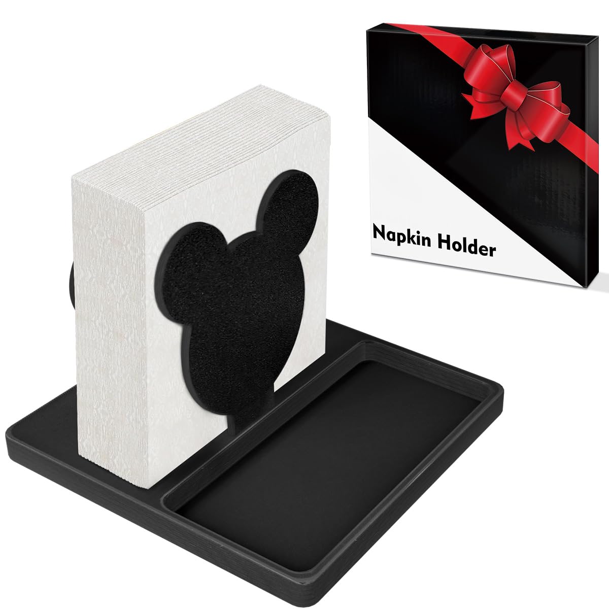 Mini Block Craft porta-servilletas orejas de ratón, vista frontal, ideal para la mesa