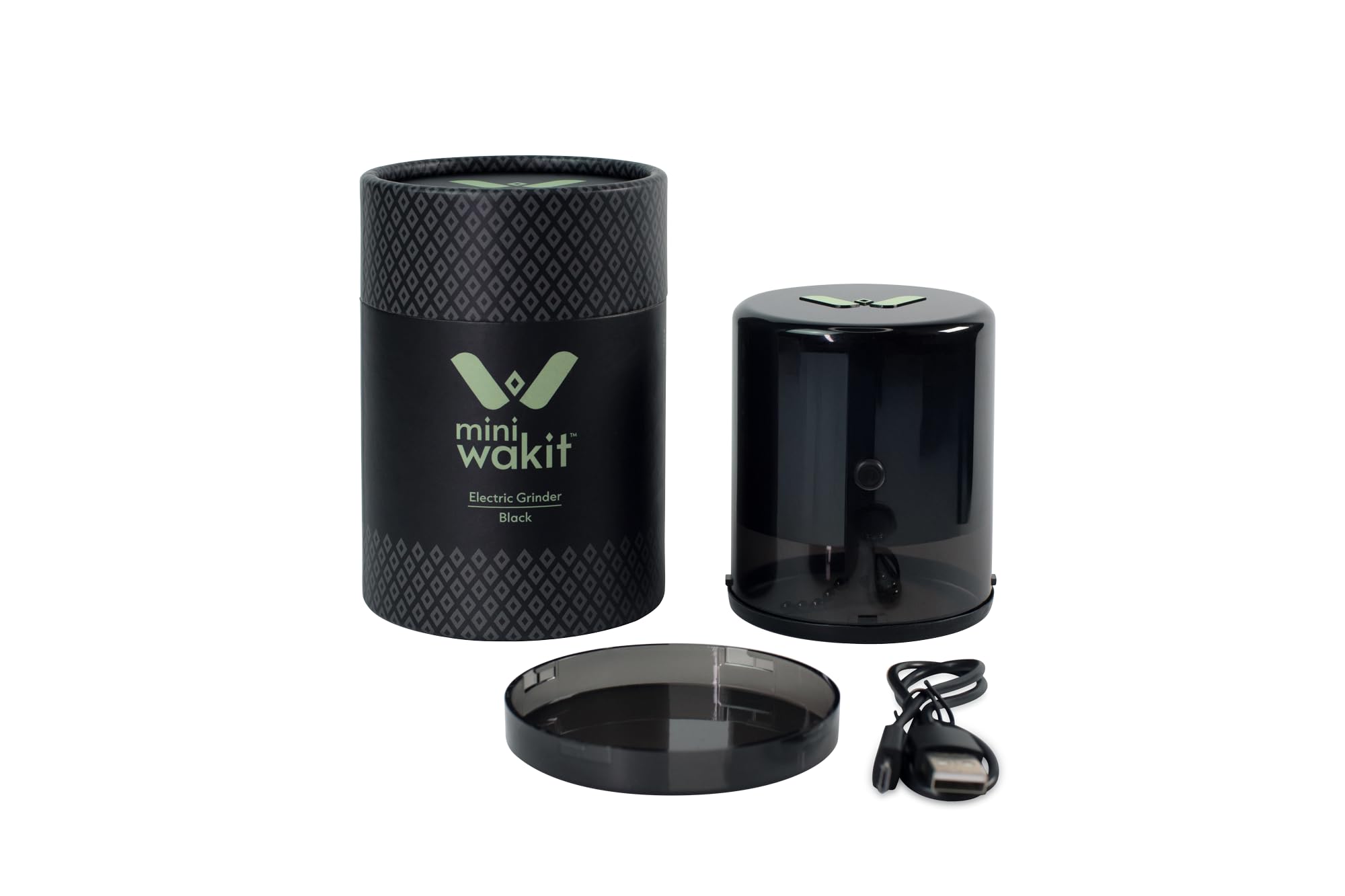 Mini Wakit Grinder negro con tecnología bola y cadena para textura uniforme