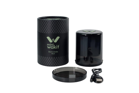 Mini Wakit Grinder negro con tecnología bola y cadena para textura uniforme