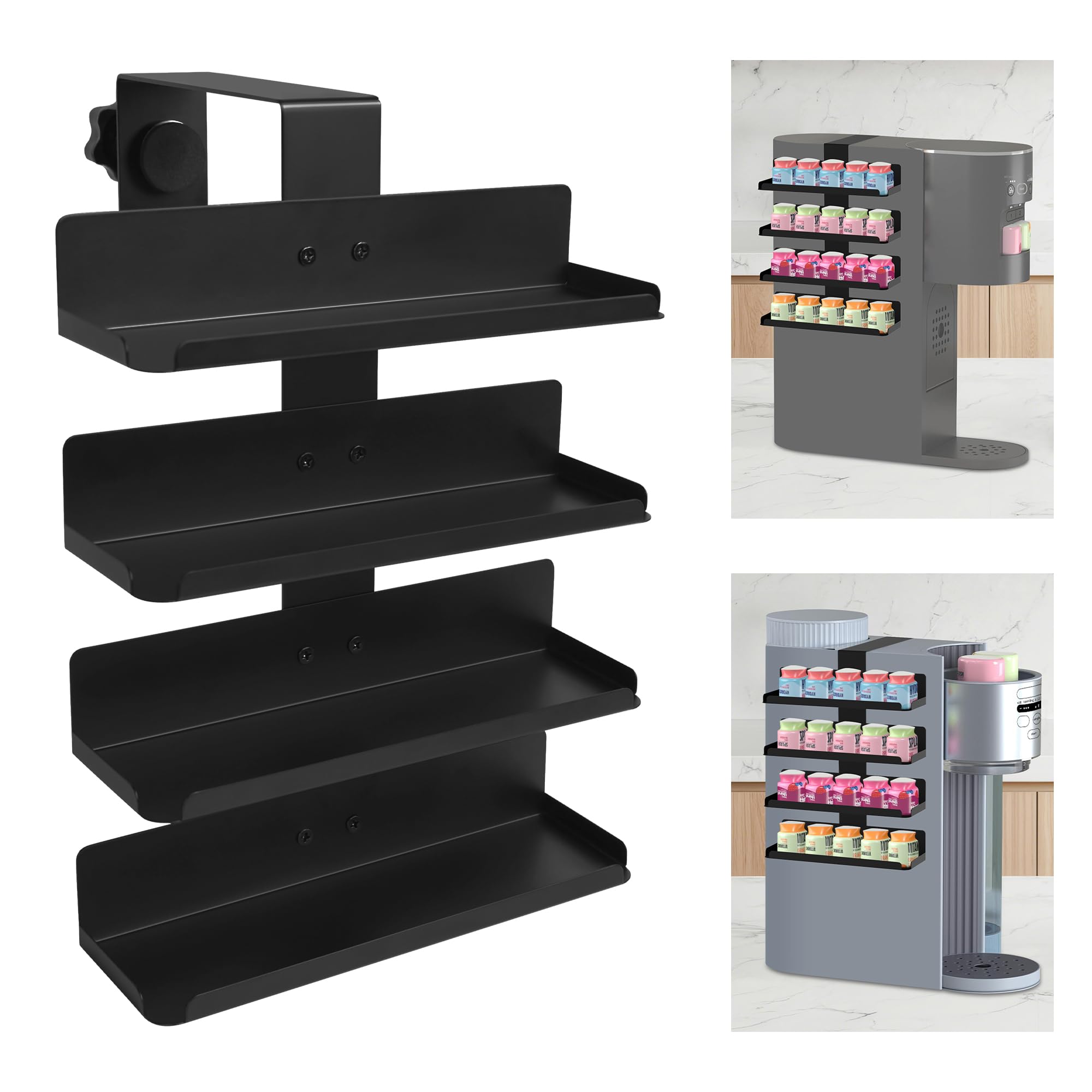 Portacápsulas Minify para Ninja Thirsti en lateral izquierdo, organización eficiente de sabores.