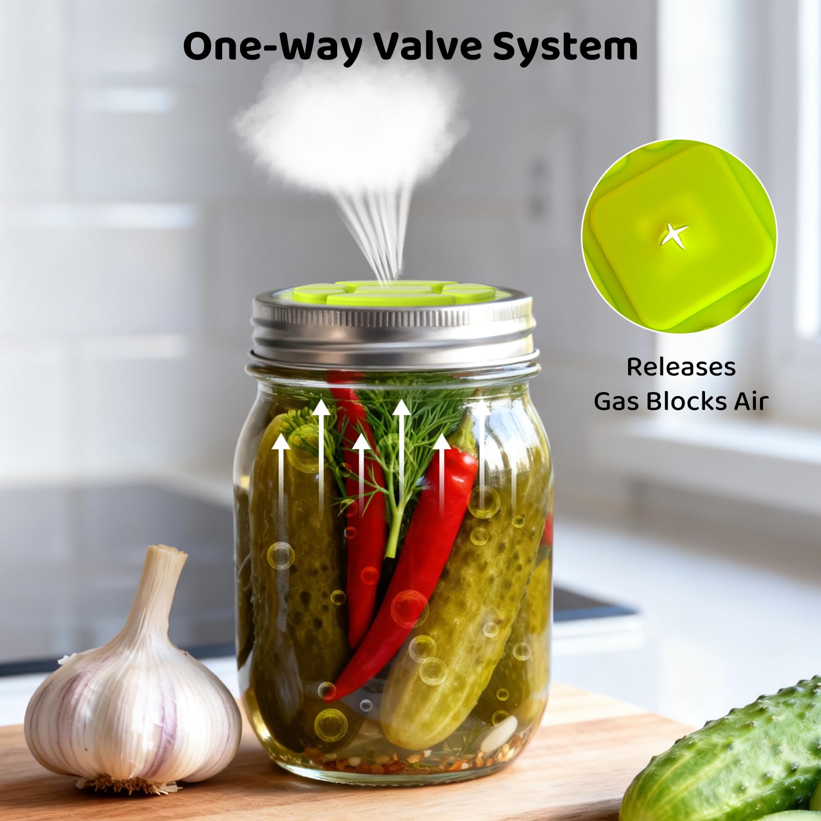 Miniguysa tapa fermentación con válvula unidireccional libera gas automáticamente