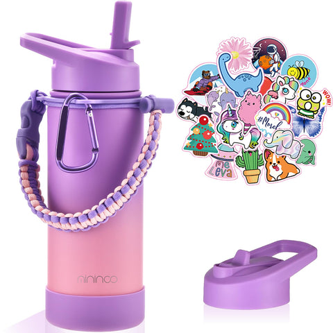 Mininoo botella infantil 16 onzas, ideal para la escuela y mantener bebidas frías.