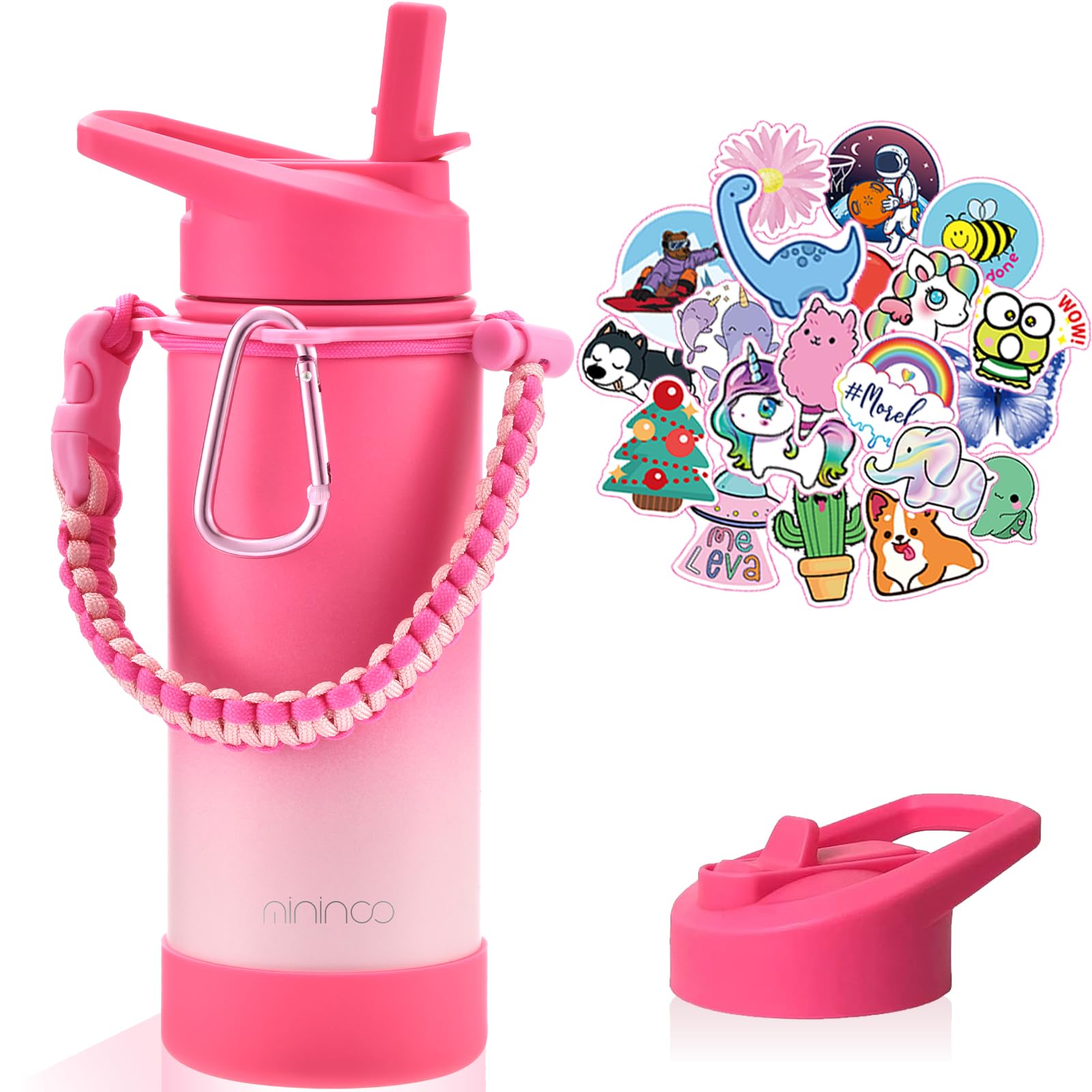 Mininoo botella para niños, vista frontal, ideal para la escuela