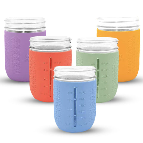 minliving funda silicona tarro Mason 16oz azul claro ofrece agarre cómodo.