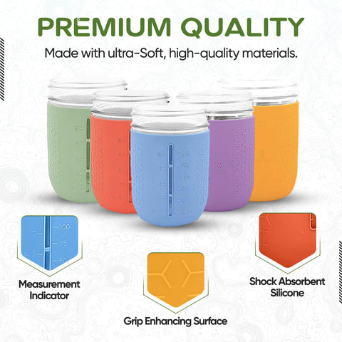 minliving funda silicona tarro Mason 16oz púrpura evita derrames con sujeción firme.