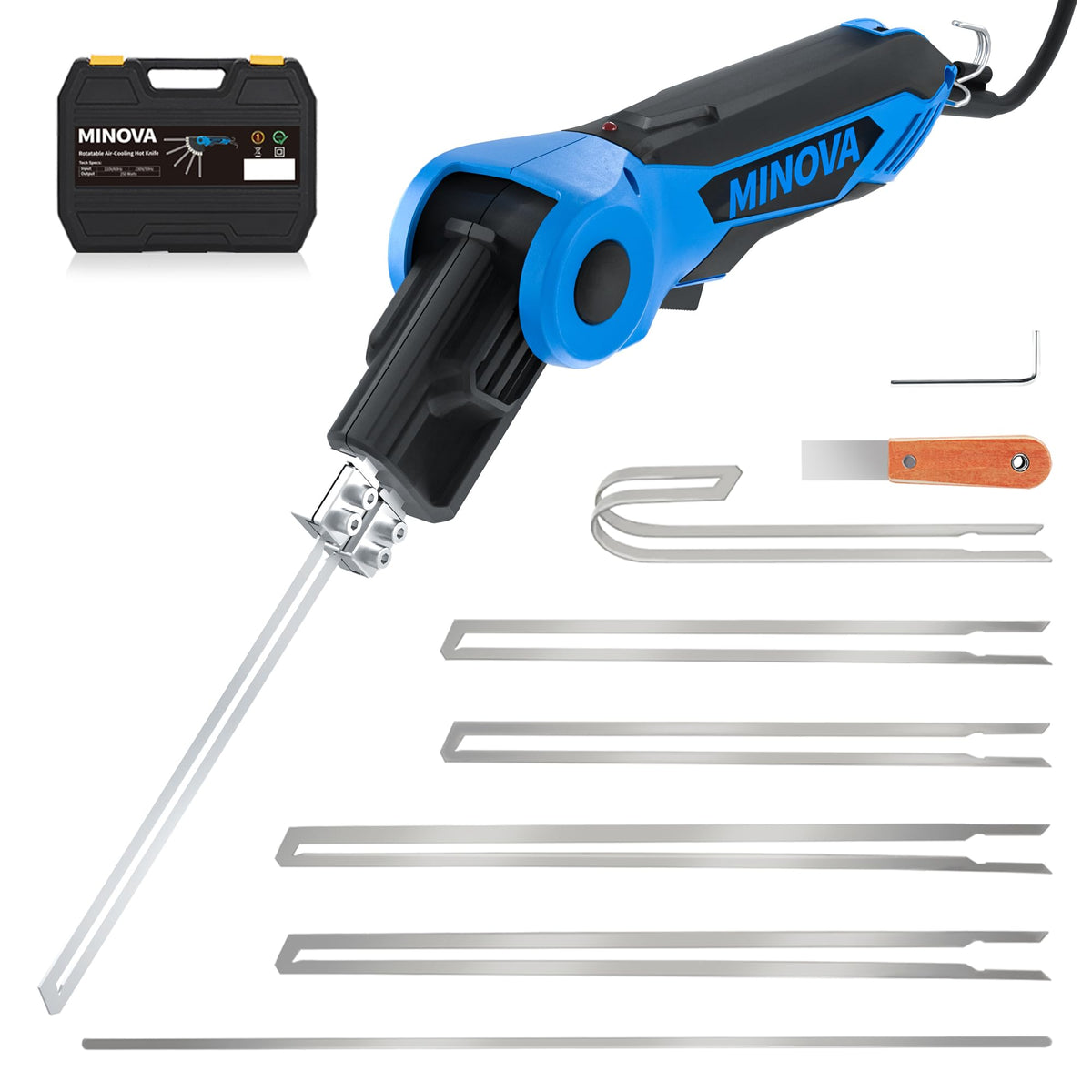 MINOVA cuchillo caliente para espuma, rotativo 250W, corte preciso.
