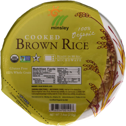 MINSLEY arroz integral cocido, listo en microondas, perfecta base para comidas rápidas