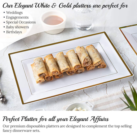 Bandejas de aperitivos Mint Living para charcutería con borde dorado