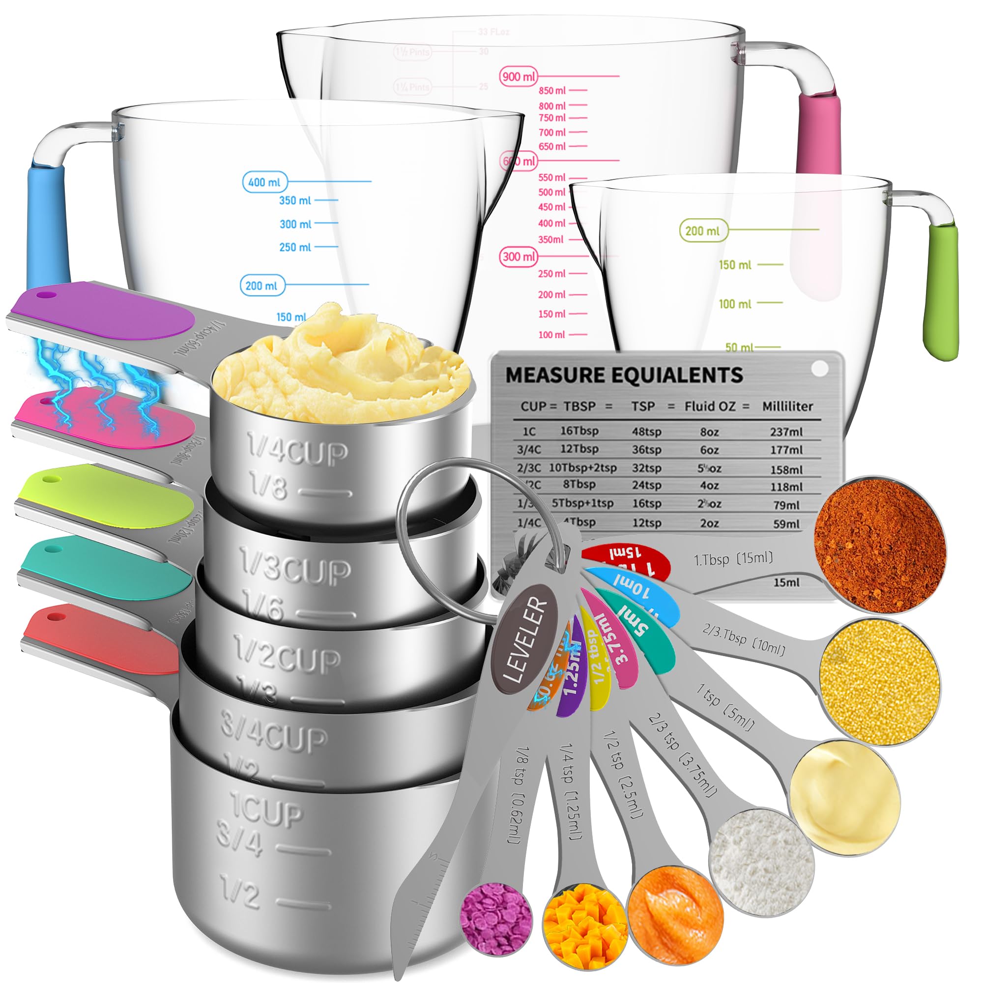 Minteem tazas y cucharas magnéticas apilables para ahorro de espacio en la cocina.