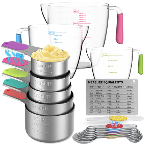 Minteem tazas de medicion magneticas apilables para ahorrar espacio.