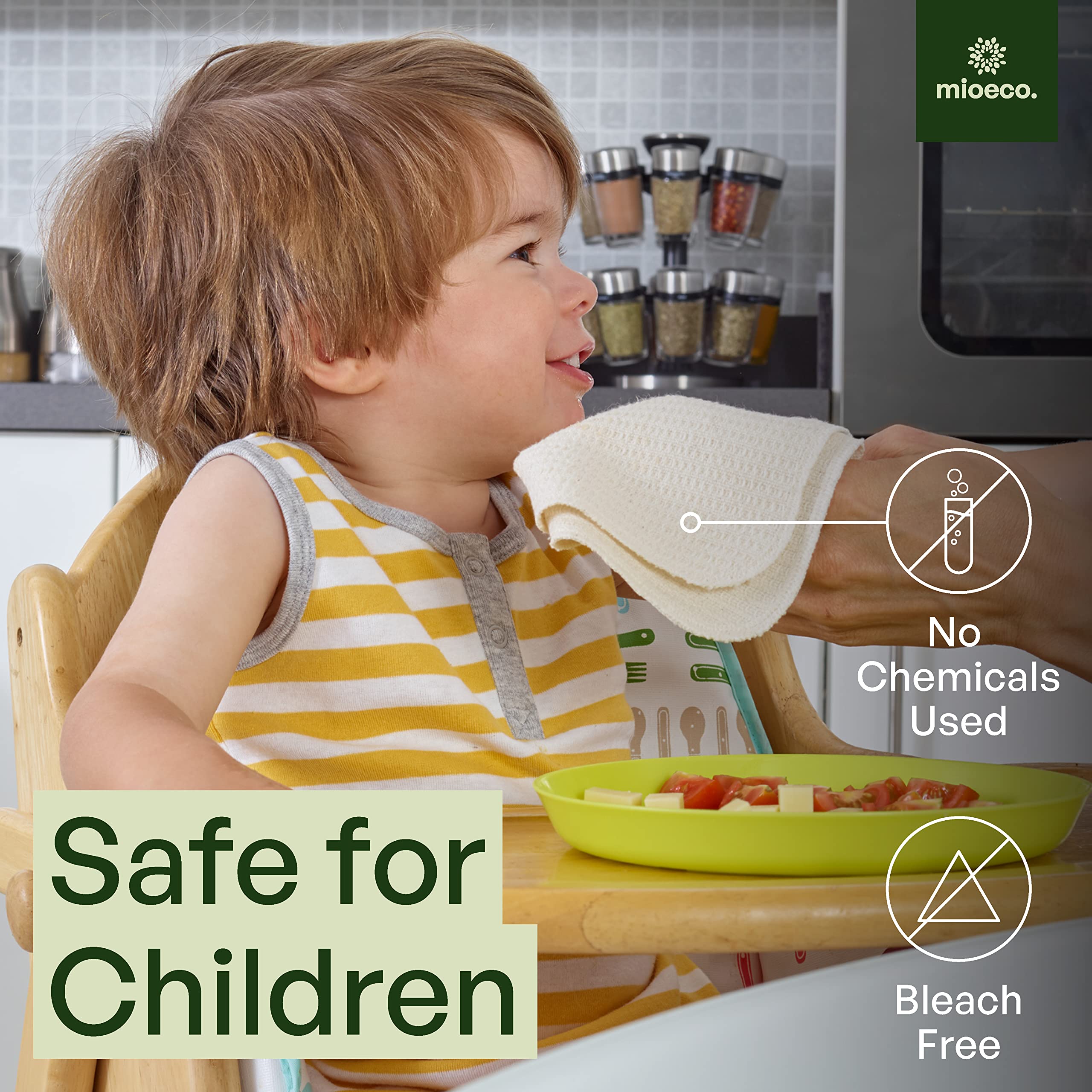 Mioeco toallas absorbentes para cocina, rendimiento superior ante salpicaduras y secado eficiente.
