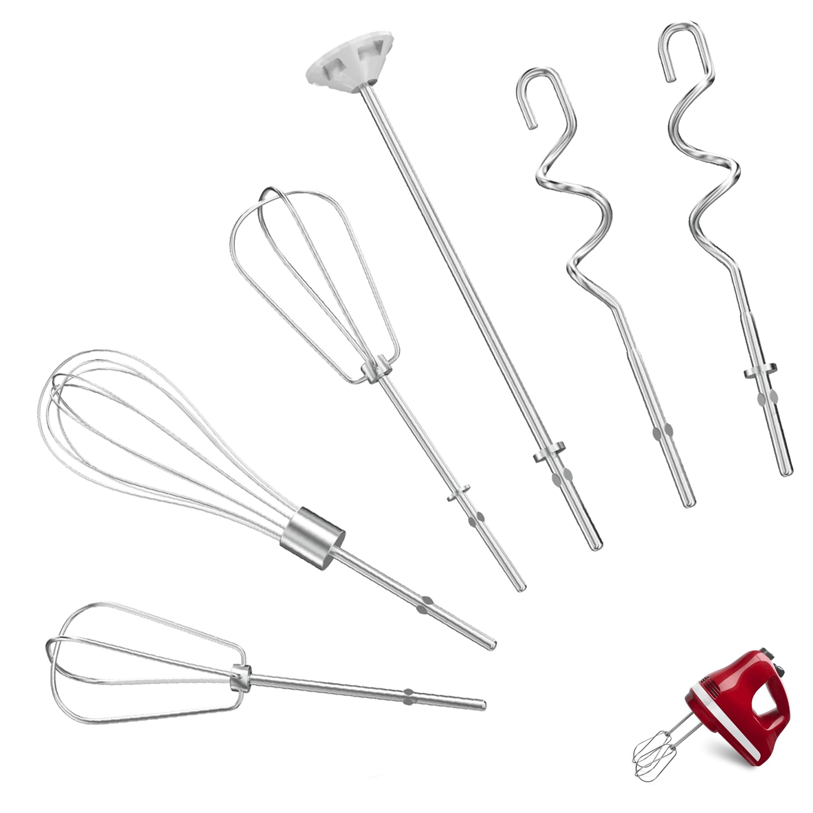 Miosruru conjunto de accesorios para batidora de mano, seis piezas para múltiples preparaciones culinarias.
