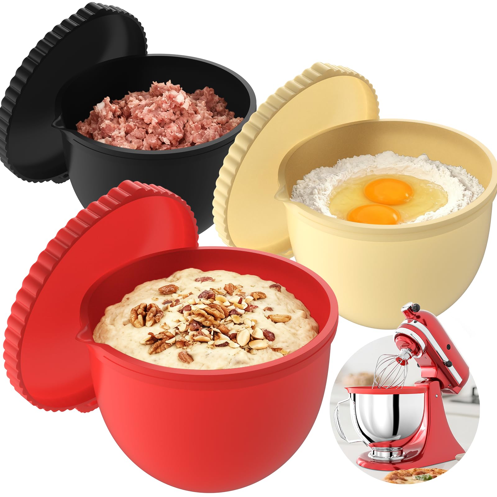 Miosruru recipiente de silicona 5qt para KitchenAid con vertido limpio.