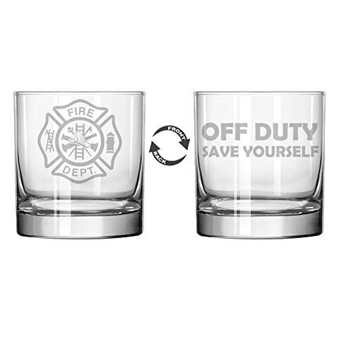 Vaso MIP Whisky Rocks 11 onzas, dos caras, perfecto para brindis temáticos de bomberos
