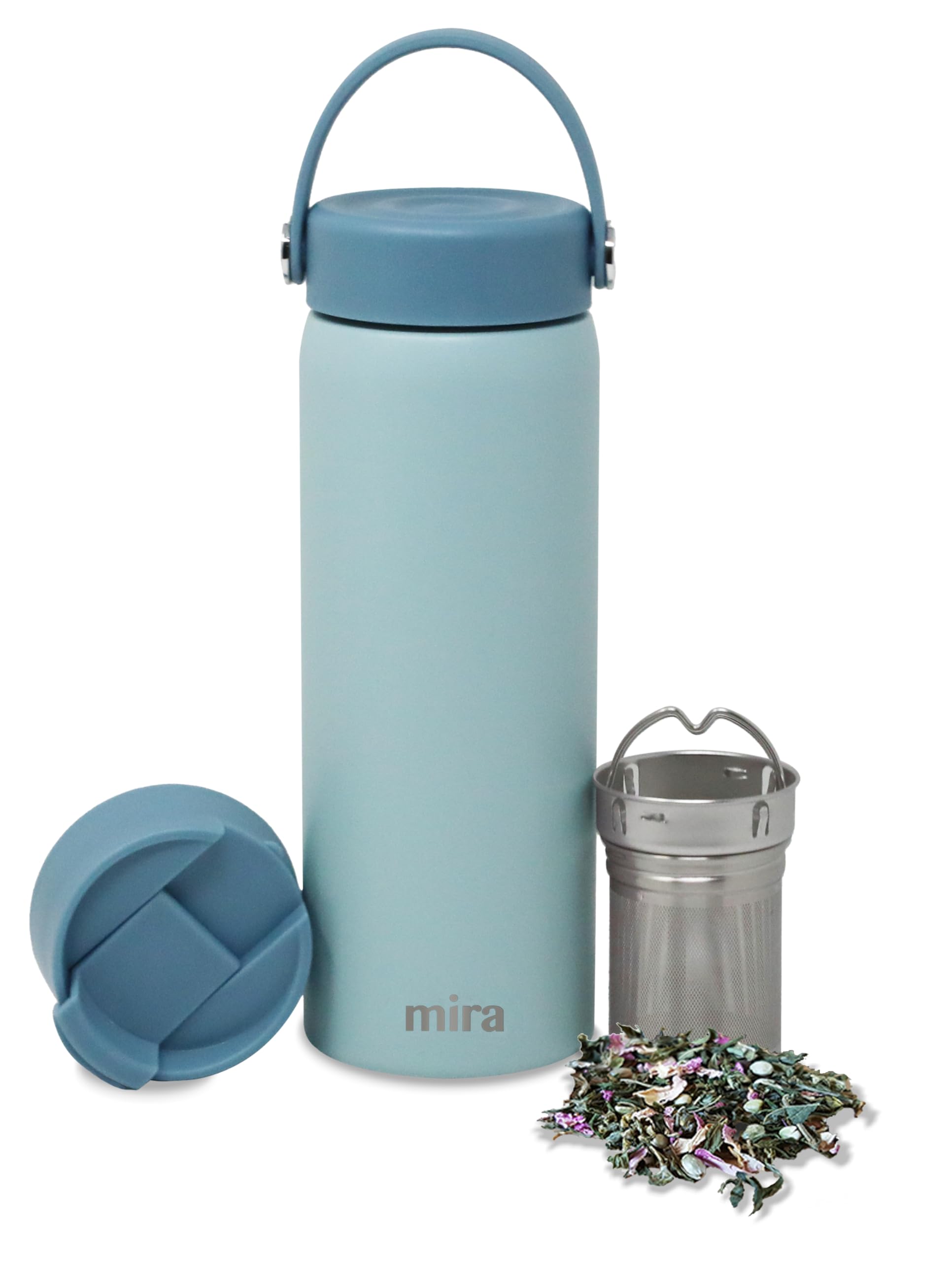Botella MIRA 18oz azul perla exterior sin condensación para llevar