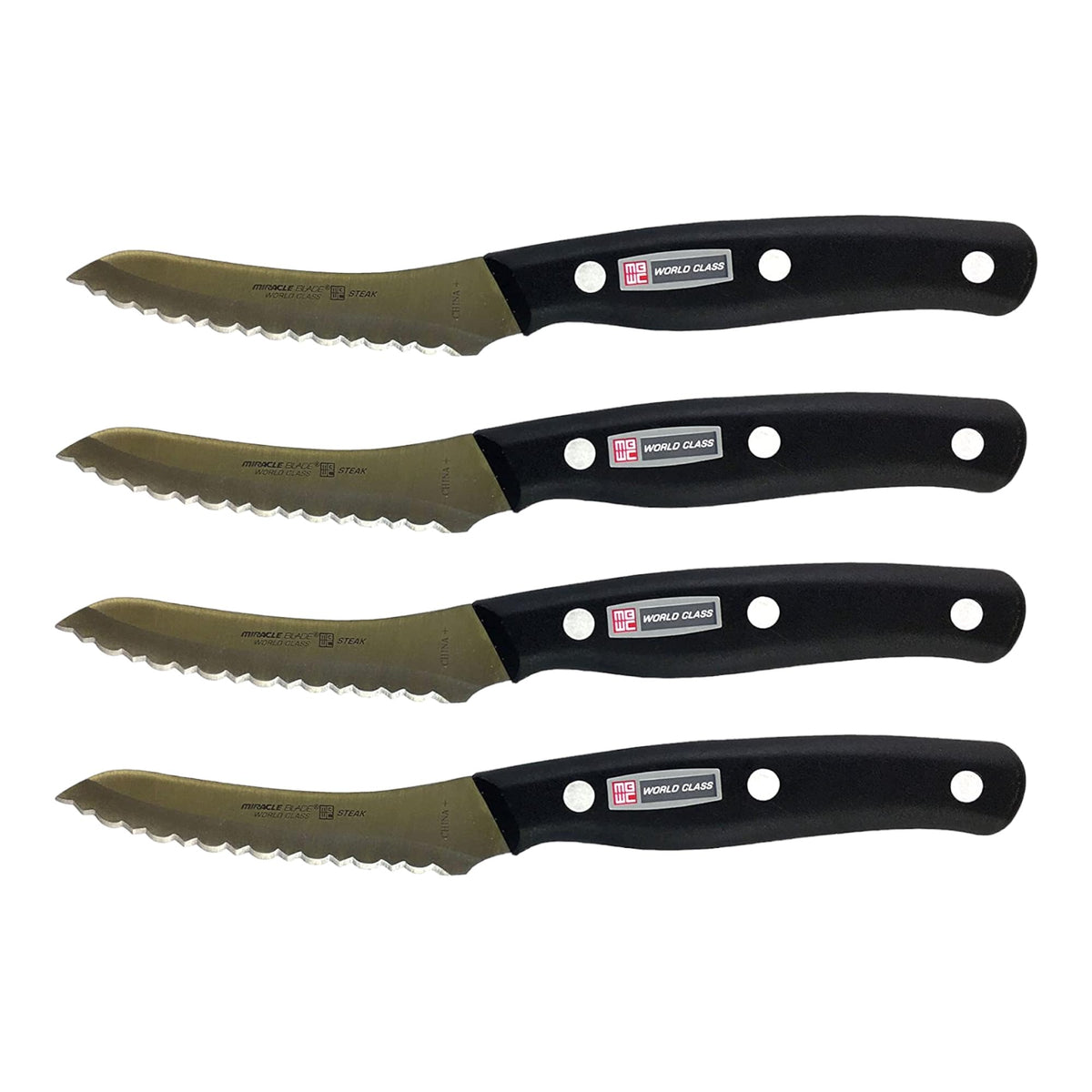 Miracle Blade IV cuchillos serrados para bistec con filo estable para cortes precisos