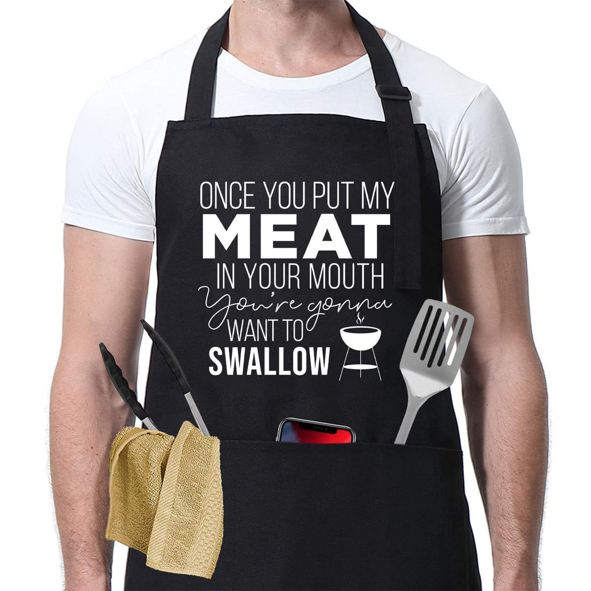 Delantal Miracu para hombre con bolsillos, práctico para cocinar y parrilla.