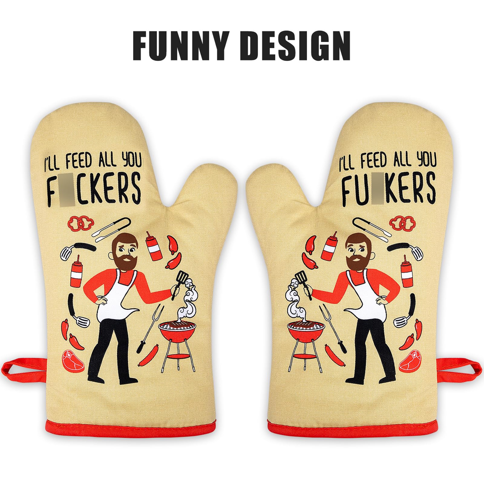 Miracu guantes horno con diseño masculino, resistentes y flexibles para asar seguro