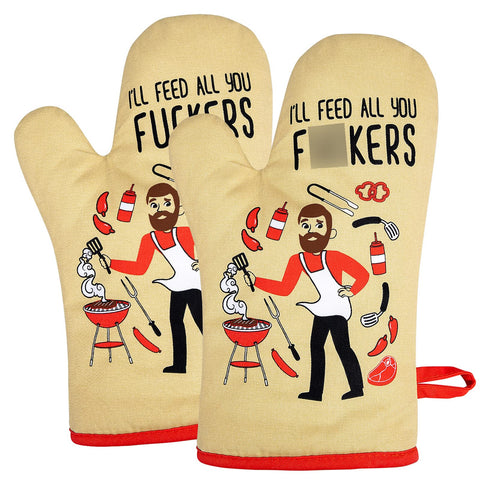 Guantes Miracu para horno, par divertido, ideal para cocinar y barbacoa