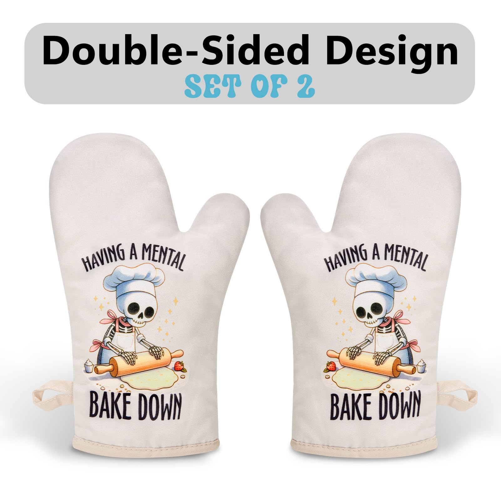 Guantes Miracu de diseño gótico con calavera, ideales para cocinar con seguridad.